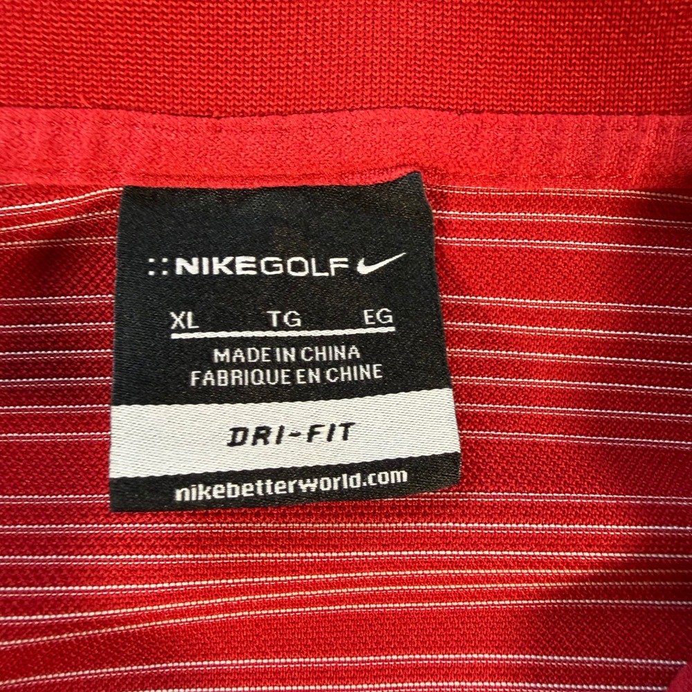 Nike Golf Dri-FIT Polo Shirt Mens XL Red Striped Short Sleeve Summer Dad College - Picture 2 of 11